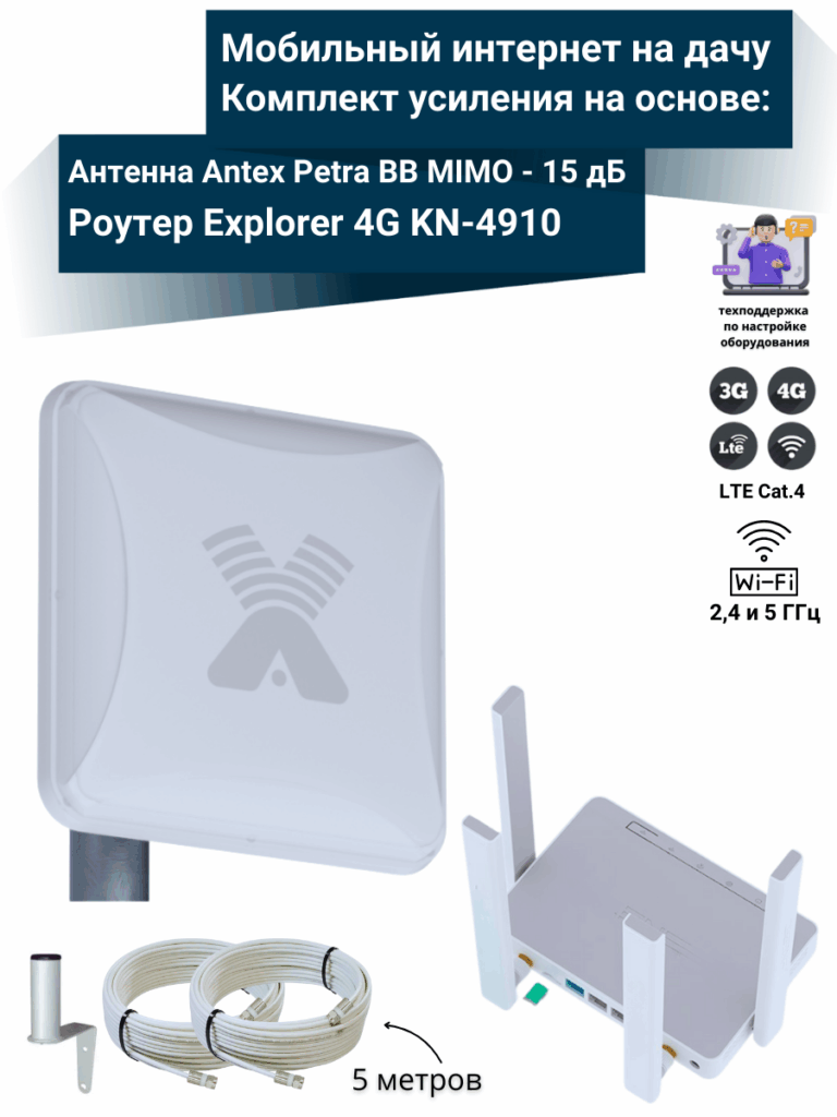 Роутер 3G/4G-WiFi Explorer 4G с уличной антенной Petra BB MIMO 3G/4G ...